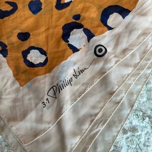 3.1 Phillip Lim Orange and Blue Leopard Patterned Scarf